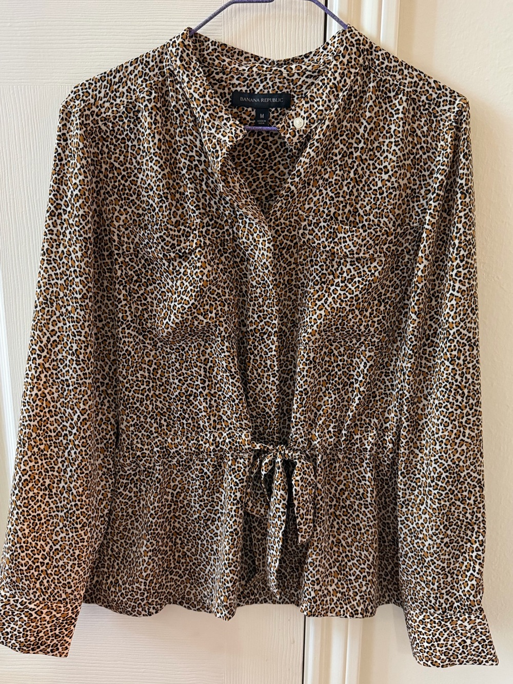 Women’s Leopard Print Tie-Waist Blouse